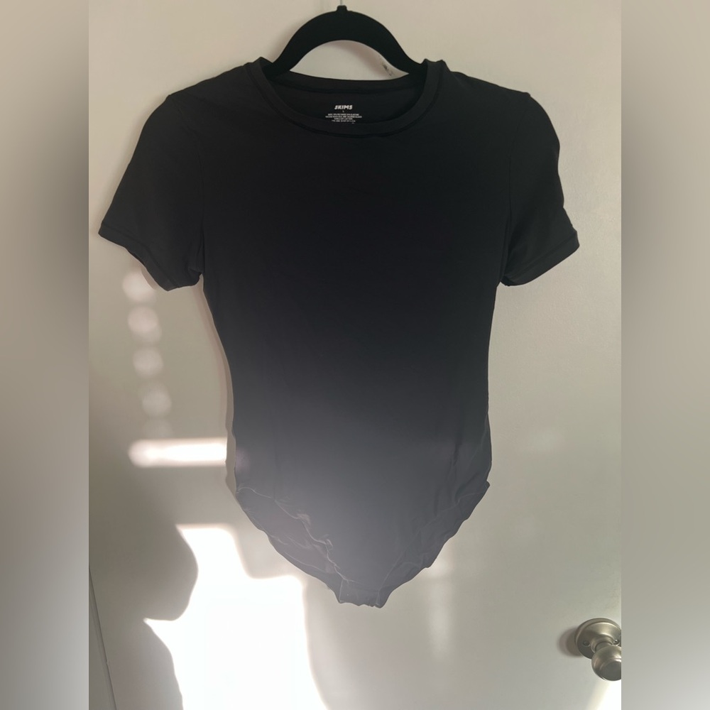 SKIMS Black Short Sleeve Bodysuit